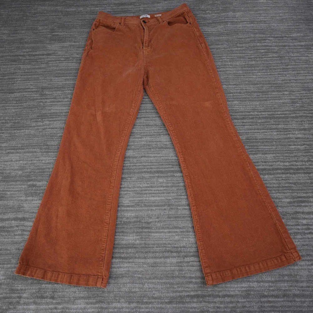 Kensie Jeans The Savannah High Rise Flare Corduroy Pants Rust Orange 14/32 33x31